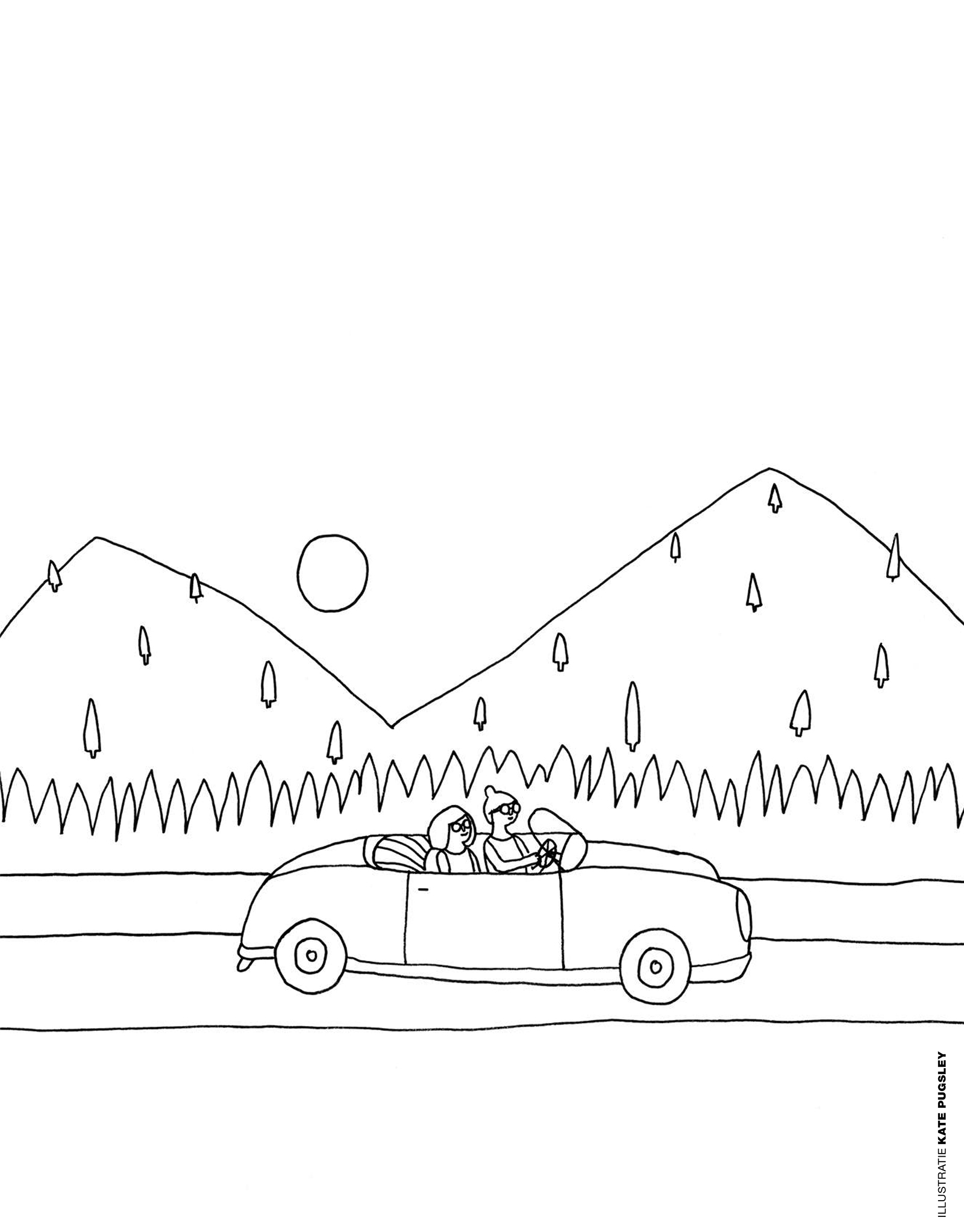 Coloring page – Kate Pugsley: road trip